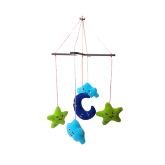 Móvil animales y figuras x 5 Luna y estrellas para bebés