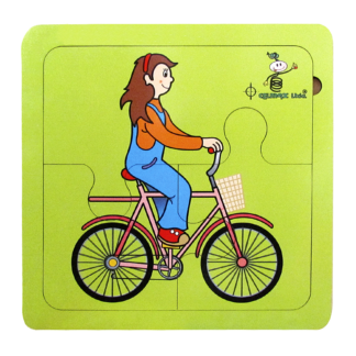 Rompecabezas "Niña en Bicicleta" 20x20 cm .