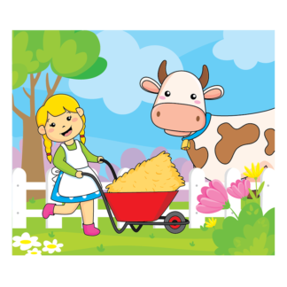 Rompecabezas con asa "La niña y la vaca"